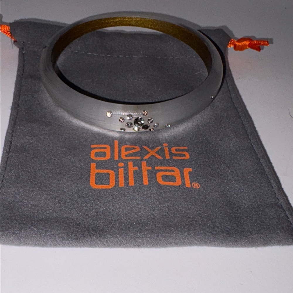 Beautiful Alexis Bittar Lucite Bangle Bracelet w/ Crystal Embellishments